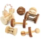 Natural Wood Chew Toys for Rodents Rabbit-Shaped Roller with Bell Guinea Pig/Rat Teeth Grinding & Play Activity 2