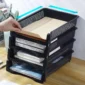 File Box Desktop A4 Document Organizer Stackable Laminated Plastic Papers Rack Storage Tray for Home Office 2